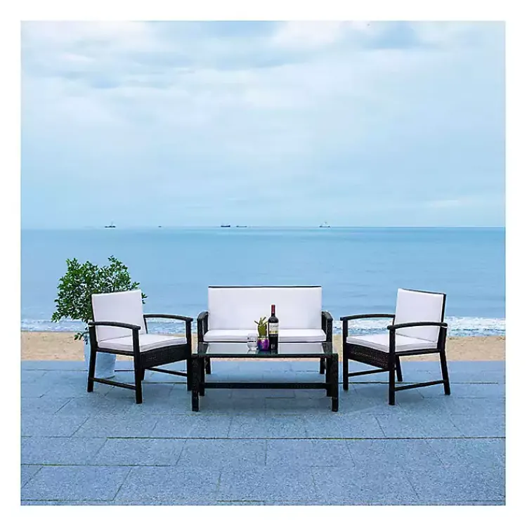 Kirklands Home Modern Wicker 4-pc. Outdoor Living Set Black Outlet