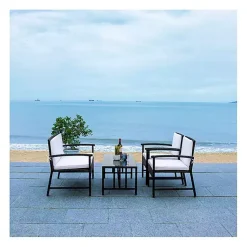 Kirklands Home Modern Wicker 4-pc. Outdoor Living Set Black Outlet