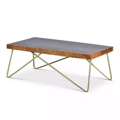Kirklands Home Modern Mango Wood Brass Coffee Table Brown Best