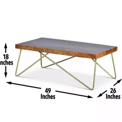 Kirklands Home Modern Mango Wood Brass Coffee Table Brown Best