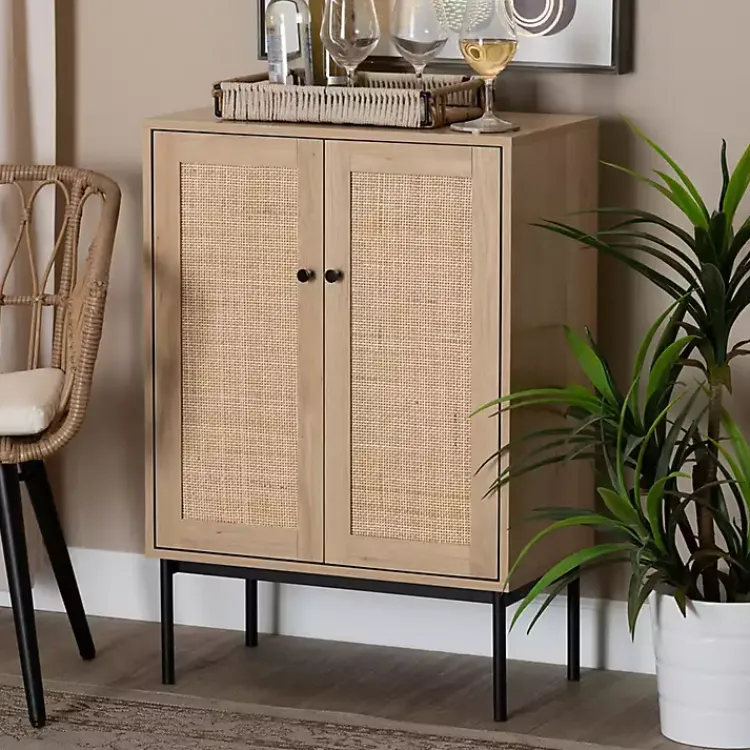Kirklands Home Modern Natural Wood Rat Cabinet Tan New