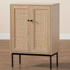 Kirklands Home Modern Natural Wood Rat Cabinet Tan New