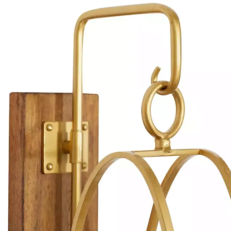 Sconces>Kirklands Home Modern Warm Wood and Gold Sconce