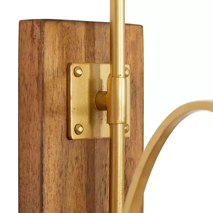 Sconces>Kirklands Home Modern Warm Wood and Gold Sconce