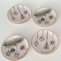 Christmas Dining & Entertaining>Kirklands Home Modern White Cozy Christmas Snack Plates, Set of 4