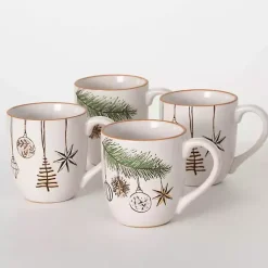 Christmas Dining & Entertaining>Kirklands Home Modern White Cozy Christmas Mugs, Set of 4