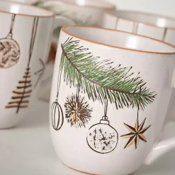 Christmas Dining & Entertaining>Kirklands Home Modern White Cozy Christmas Mugs, Set of 4