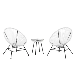 Kirklands Home Modern Wicker 3-pc. Outdoor Patio Set White Best