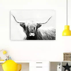 Kirklands Home Monochrome Longhorn Canvas Art Print, 60x40 in. Outlet