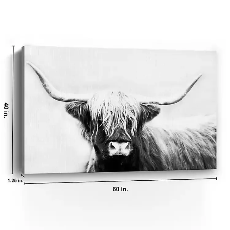 Kirklands Home Monochrome Longhorn Canvas Art Print, 60x40 in. Outlet