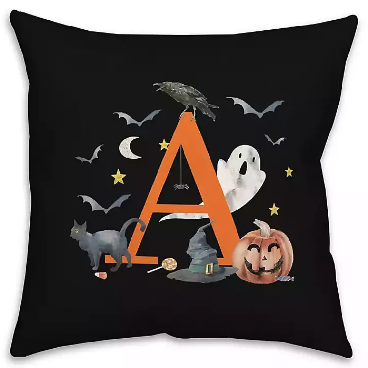 Halloween>Kirklands Home Monogram A Halloween Indoor/Outdoor Pillow
