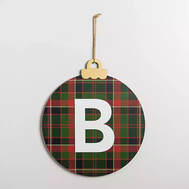 Monogram Seasonal Decor>Kirklands Home Monogram B Plaid Ornament Wall Plaque
