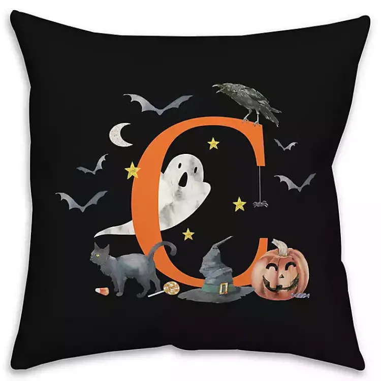 Halloween>Kirklands Home Monogram C Halloween Indoor/Outdoor Pillow