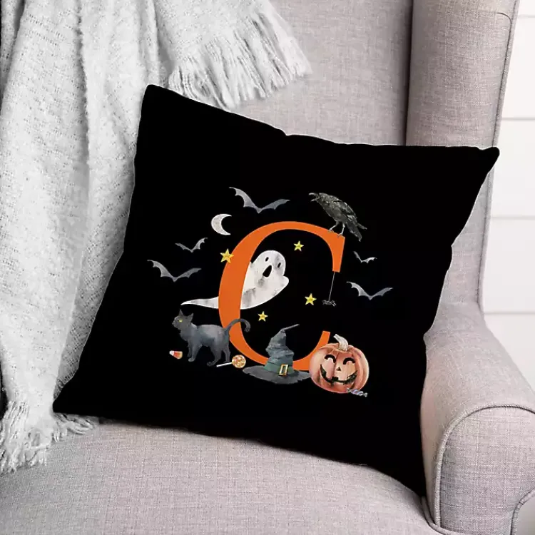 Halloween>Kirklands Home Monogram C Halloween Indoor/Outdoor Pillow