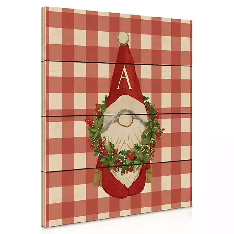 Monogram Seasonal Decor>Kirklands Home Monogram Christmas Gnome Personalized Wall Plaque Red