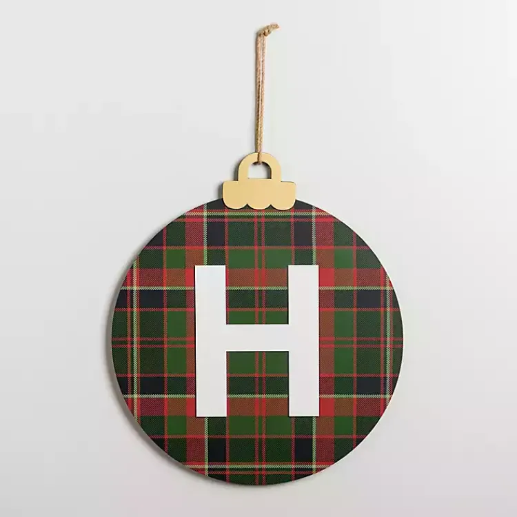Monogram Seasonal Decor>Kirklands Home Monogram H Plaid Ornament Wall Plaque