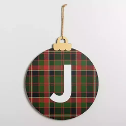 Monogram Seasonal Decor>Kirklands Home Monogram J Plaid Ornament Wall Plaque