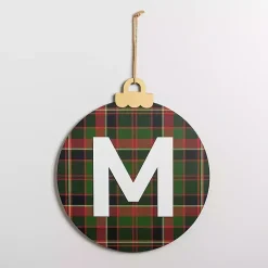 Monogram Seasonal Decor>Kirklands Home Monogram M Plaid Ornament Wall Plaque