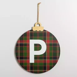 Monogram Seasonal Decor>Kirklands Home Monogram P Plaid Ornament Wall Plaque