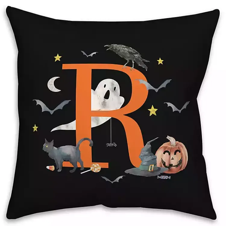 Monogram Seasonal Decor>Kirklands Home Monogram R Halloween Indoor/Outdoor Pillow