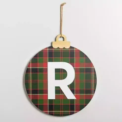 Monogram Seasonal Decor>Kirklands Home Monogram R Plaid Ornament Wall Plaque
