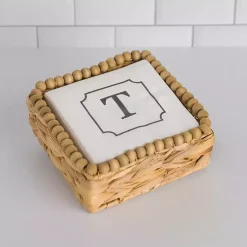 Kirklands Home Monogram T Beaded Napkin Holder Set Hot