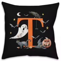 Halloween>Kirklands Home Monogram T Halloween Indoor/Outdoor Pillow