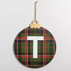 Monogram Seasonal Decor>Kirklands Home Monogram T Plaid Ornament Wall Plaque