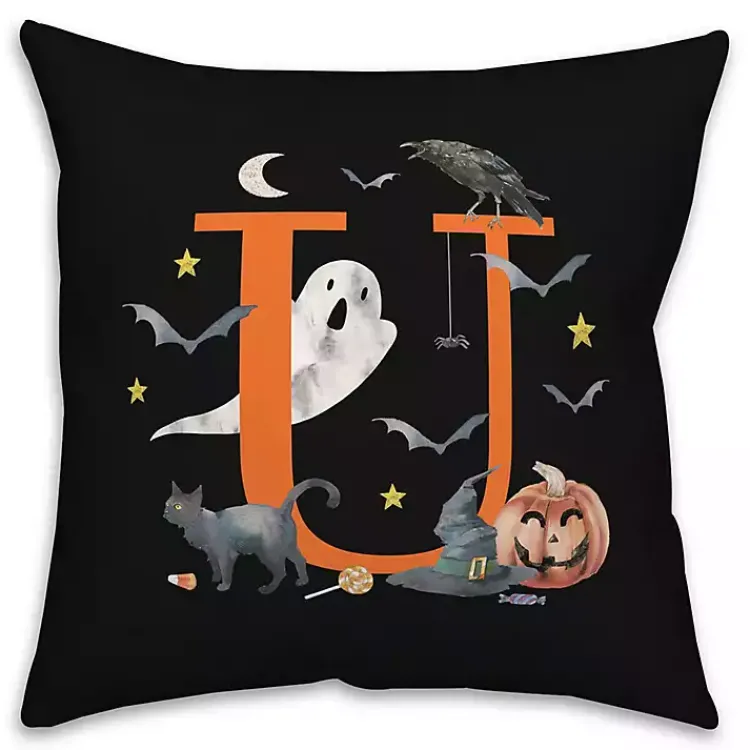 Halloween>Kirklands Home Monogram U Halloween Indoor/Outdoor Pillow