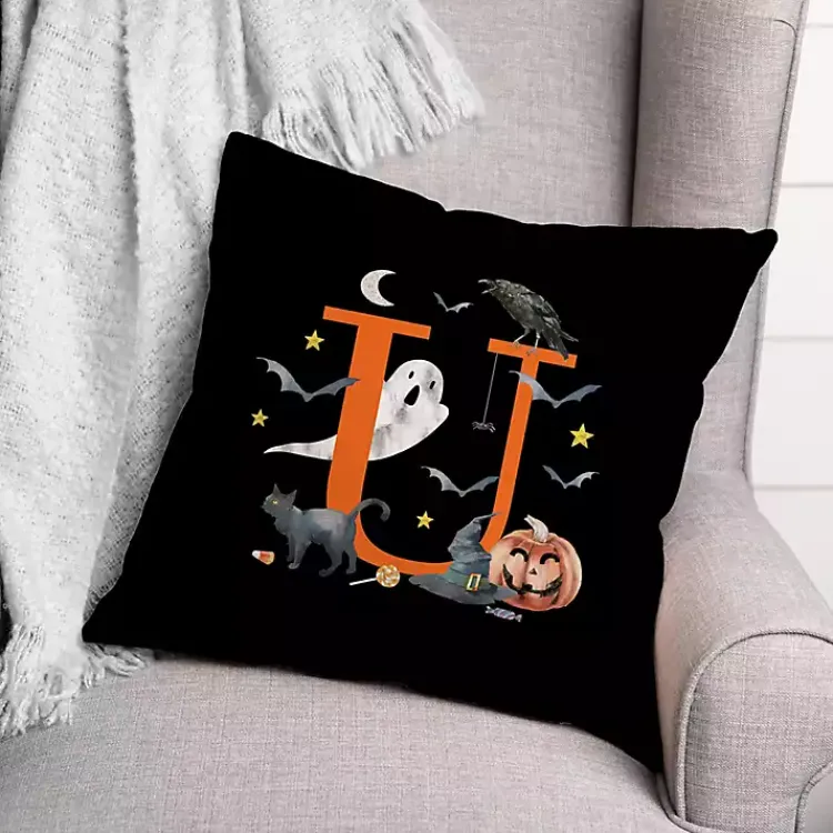 Halloween>Kirklands Home Monogram U Halloween Indoor/Outdoor Pillow