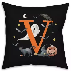 Halloween>Kirklands Home Monogram V Halloween Indoor/Outdoor Pillow