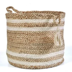 Baskets & Boxes>Kirklands Home Montego Striped Natural Storage Basket, 17 in.
