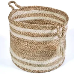 Baskets & Boxes>Kirklands Home Montego Striped Natural Storage Basket, 17 in.