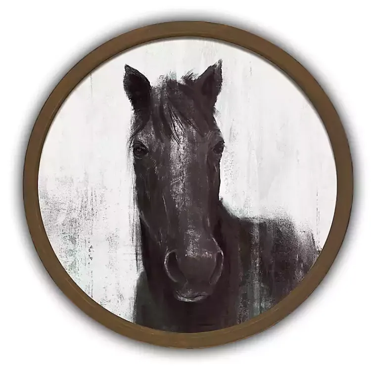 Kirklands Home Moody Horse Round Brown Framed Art Print Discount