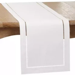 Kirklands Home Moonbeam Hemstitch Border Table Runner White Online