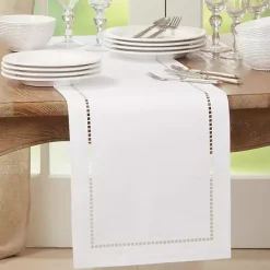 Kirklands Home Moonbeam Hemstitch Border Table Runner White Online