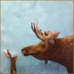 Christmas Art & Wall Decor>Kirklands Home Moose and Rabbit Christmas Canvas Wall Plaque