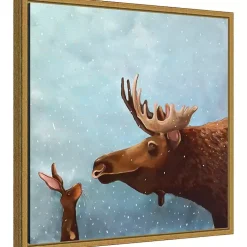 Christmas Art & Wall Decor>Kirklands Home Moose and Rabbit Christmas Canvas Wall Plaque