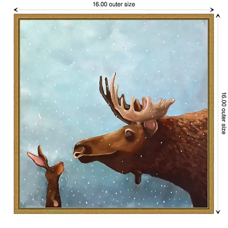 Christmas Art & Wall Decor>Kirklands Home Moose and Rabbit Christmas Canvas Wall Plaque