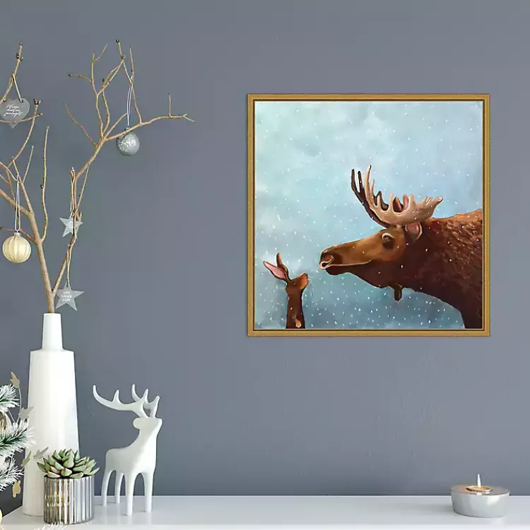 Christmas Art & Wall Decor>Kirklands Home Moose and Rabbit Christmas Canvas Wall Plaque