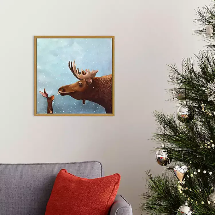Christmas Art & Wall Decor>Kirklands Home Moose and Rabbit Christmas Canvas Wall Plaque