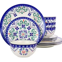 Kirklands Home Mosaic Glazed Round 12-pc. Dinnerware Set Outlet