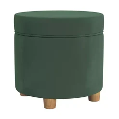Kirklands Home Moss Round Velvet Storage Ottoman Green