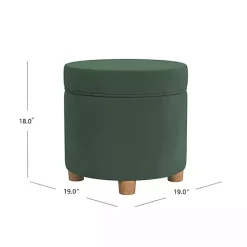 Kirklands Home Moss Round Velvet Storage Ottoman Green