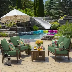 Kirklands Home Moss Leala Texture Outdoor Deep Seat Cushions Green New