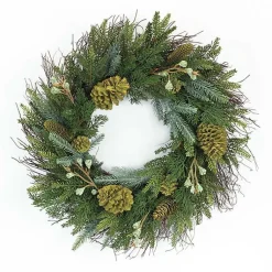Christmas Wreaths>Kirklands Home Mossy Mixed Pinecone Wreath Green