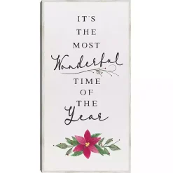 Christmas Art & Wall Decor>Kirklands Home Most Wonderful Time Christmas Canvas Wall Plaque