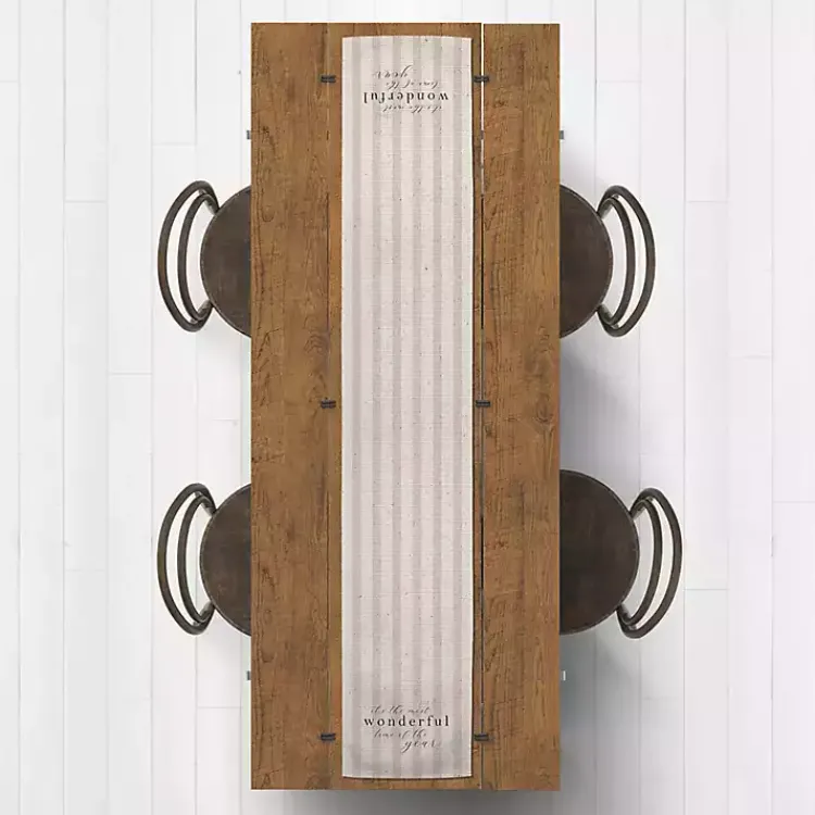 Christmas Dining & Entertaining>Kirklands Home Most Wonderful Time of the Year Runner, 90 in. Tan