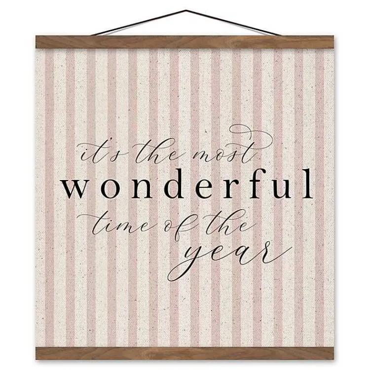 Christmas Art & Wall Decor>Kirklands Home Most Wonderful Time of the Year Wall Hanger Pink