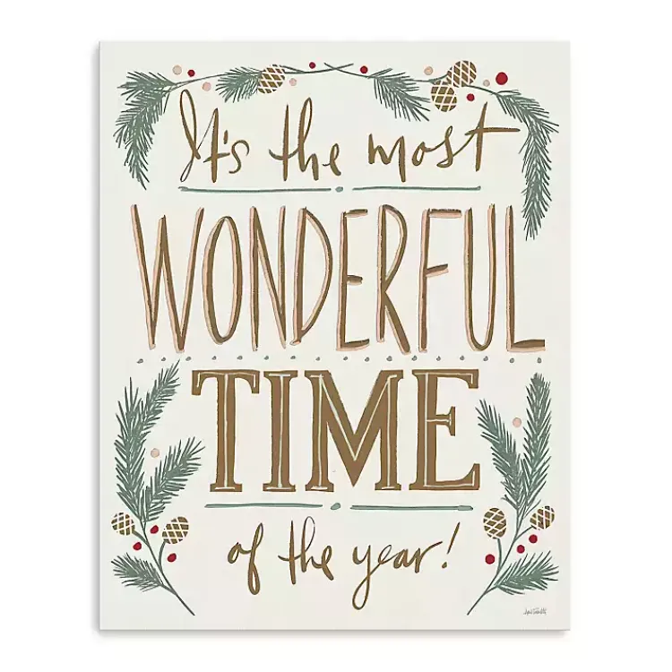 Christmas Art & Wall Decor>Kirklands Home Most Wonderful Time of the Year Pine Canvas Print